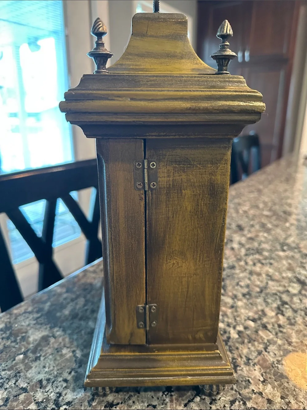 Vintage Wood Brass Mantel Clock